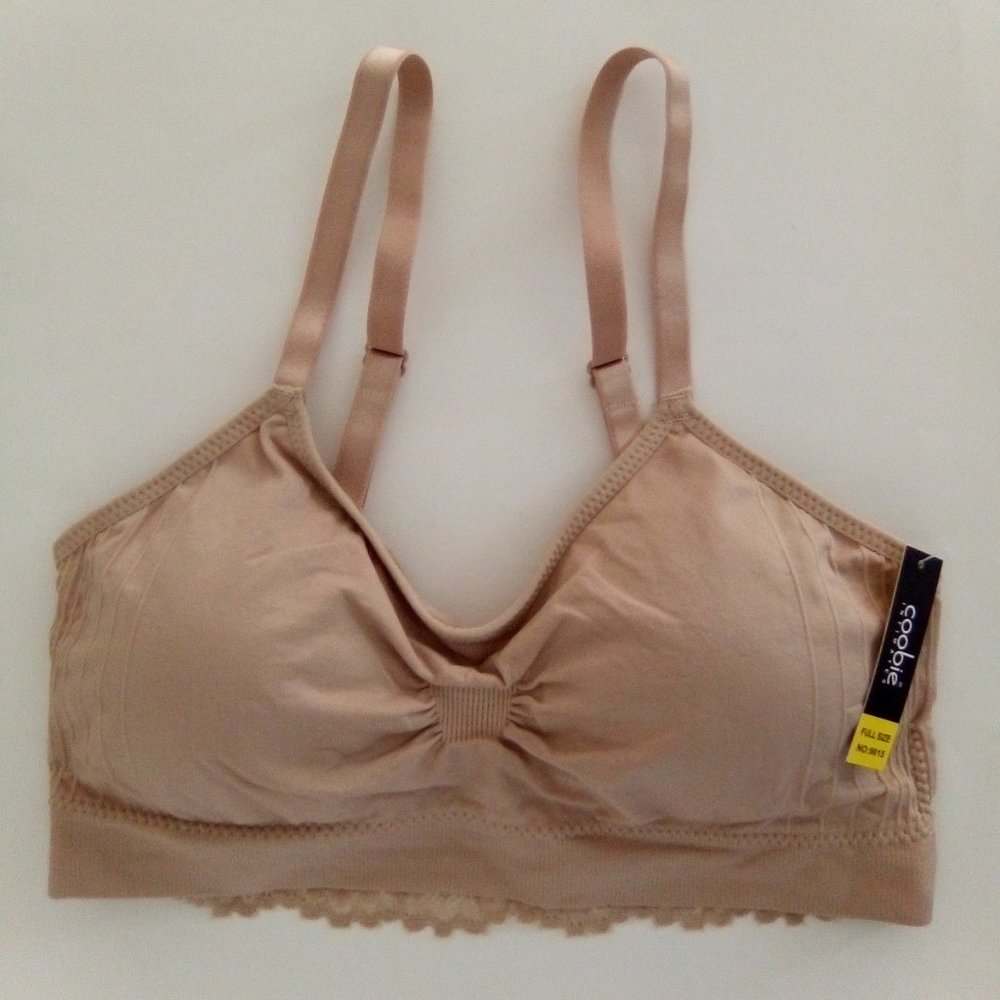 Coobie Lace Back Seamless Scoopneck Bra, Nude